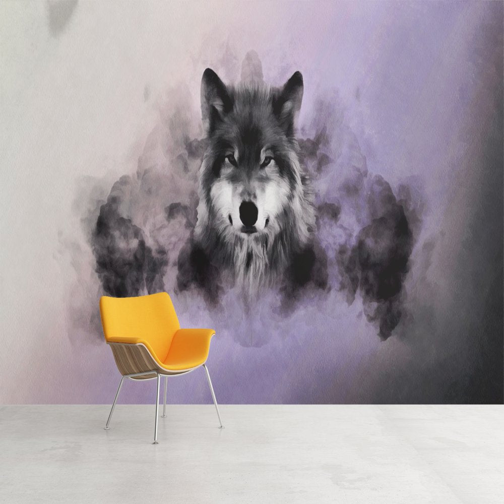 Papier Peint Ado Classique <br/> Loup Reflet Violet
