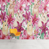 Thumbnail for Papier Peint Fleur <br/> Lapins Fleurs Exotiques