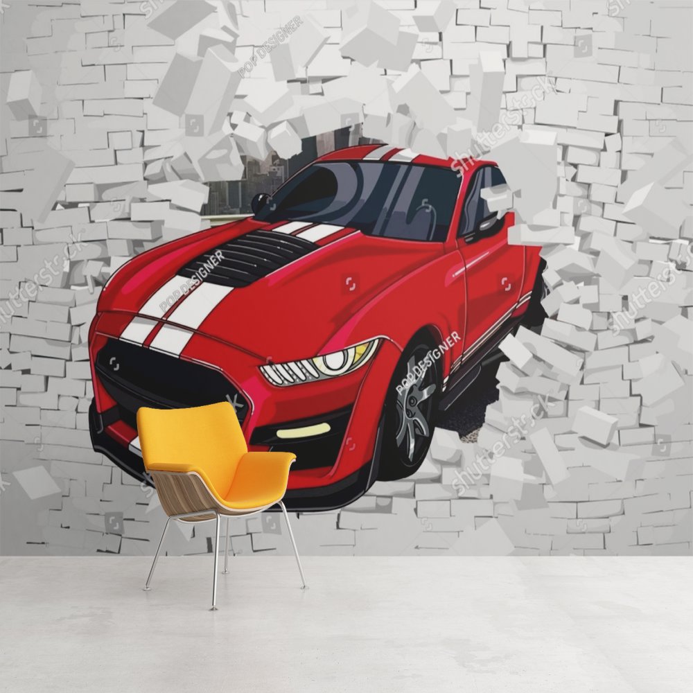 Papier Peint Voiture <br/> Rouge et Brique