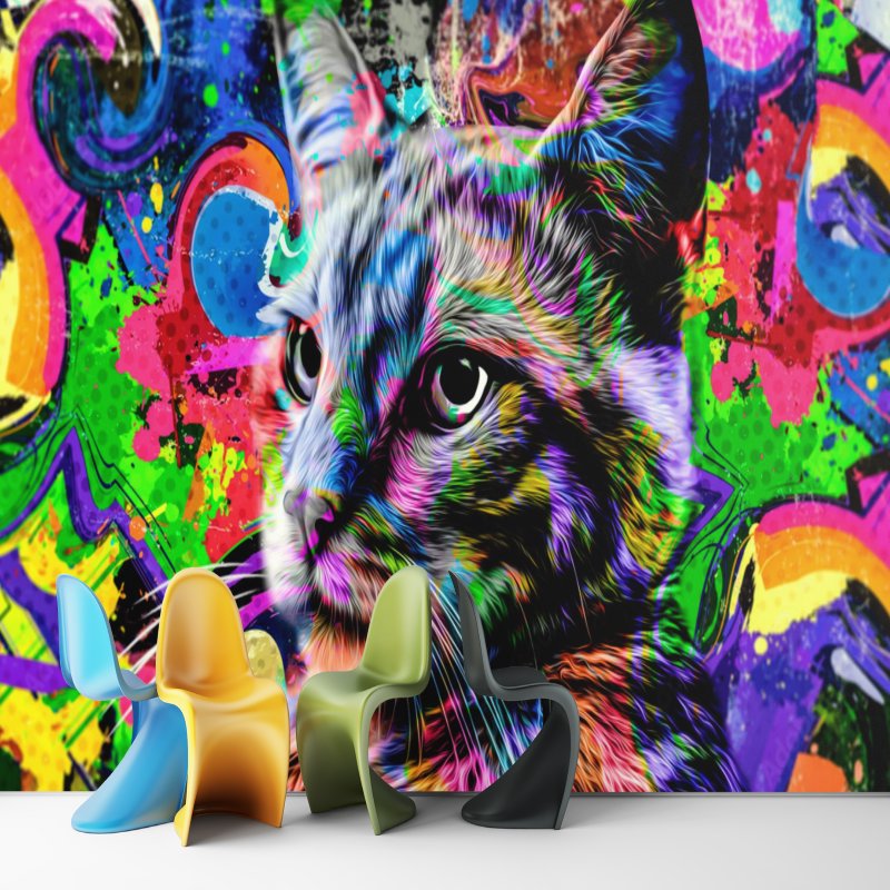 Papier Peint Graffiti <br/> Chat Malin