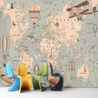 Thumbnail for Papier Peint Carte du Monde <br/> Planisphère Doux