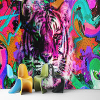 Thumbnail for Papier Peint Graffiti <br/> Tigre Couleur Peps
