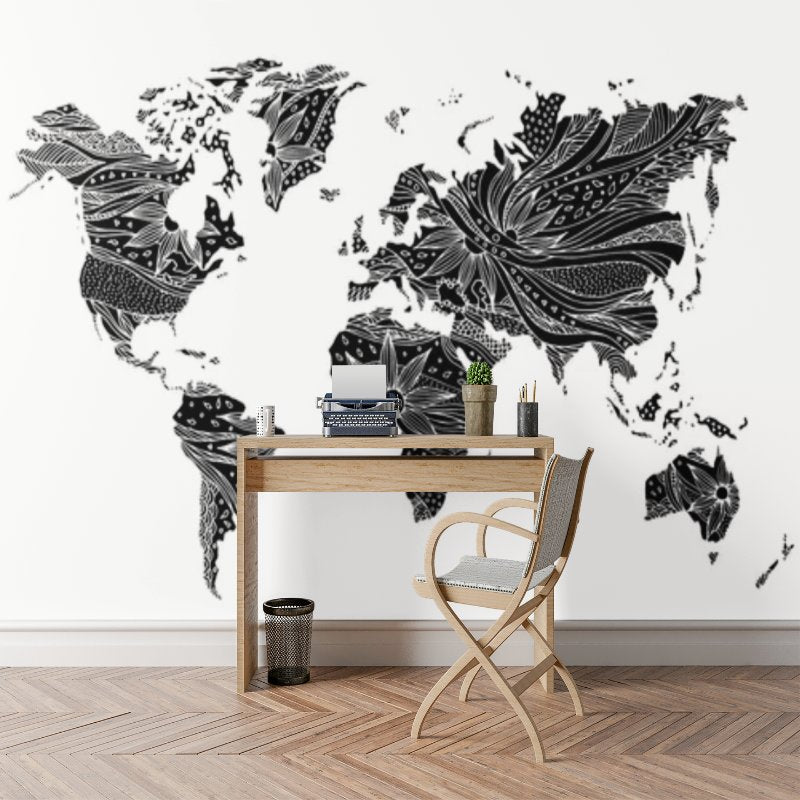 Papier Peint Voyage <br/> Tribal Noir et Blanc