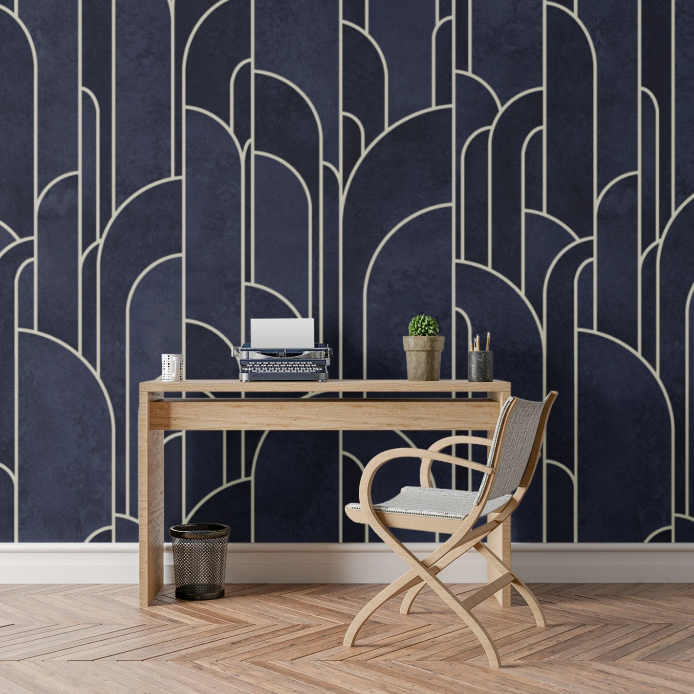 Papier Peint Bleu Art Deco