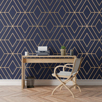 Thumbnail for Papier Peint Art Deco Bleu Et Or