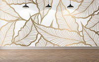 Thumbnail for Papier Peint Feuille Blanc Doré