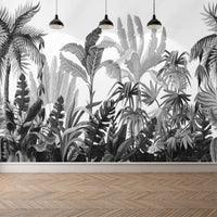 Thumbnail for Papier Peint Tropical <br/> Forêt Tropicale Chic Noir et Blanc