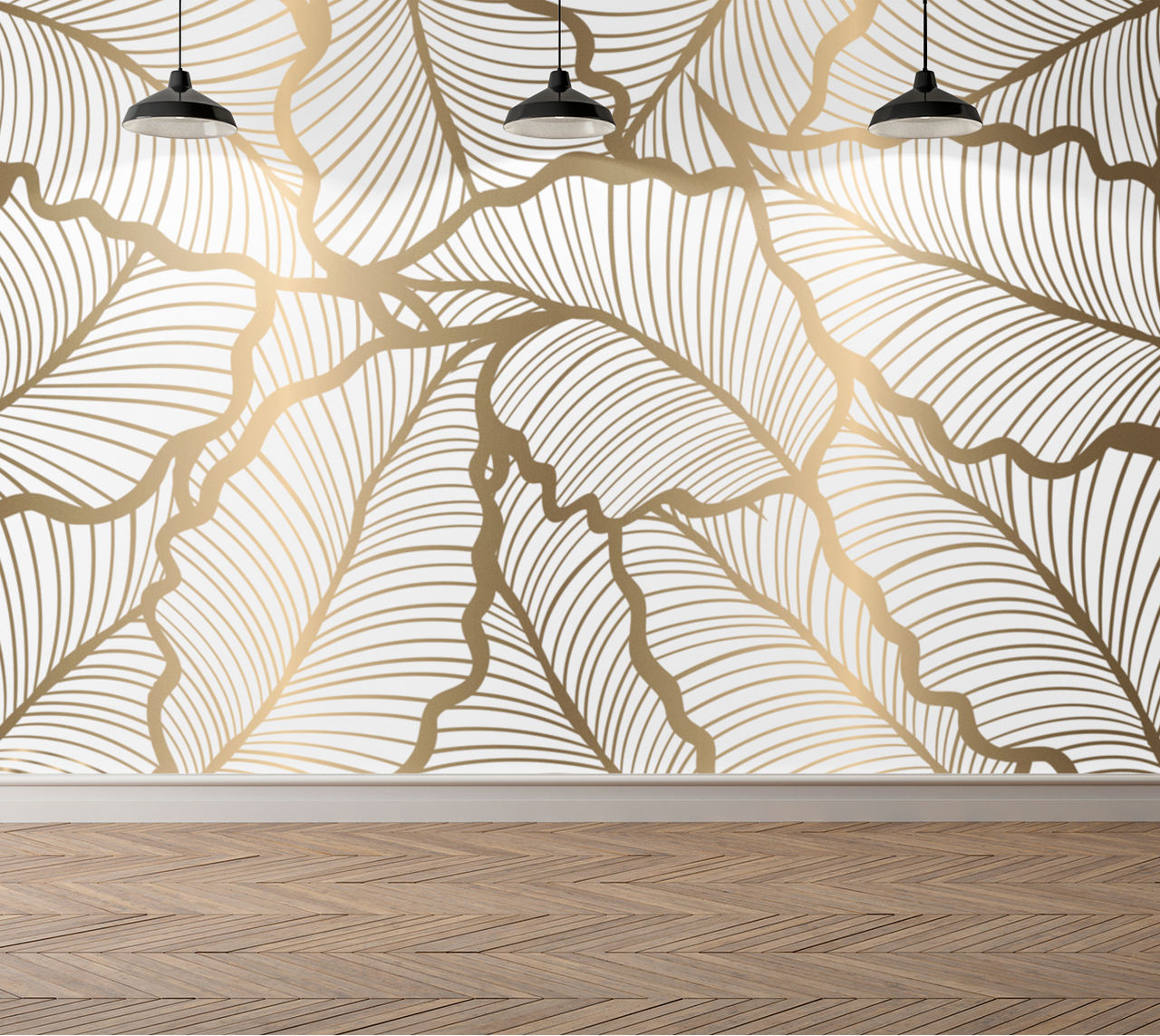 Papier Peint Panoramique Or et Blanc | Le Petit Intissé