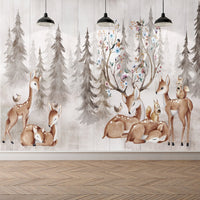 Thumbnail for Papier Peint Animaux <br/> Cerf dans la Forêt Couronne Oiseaux