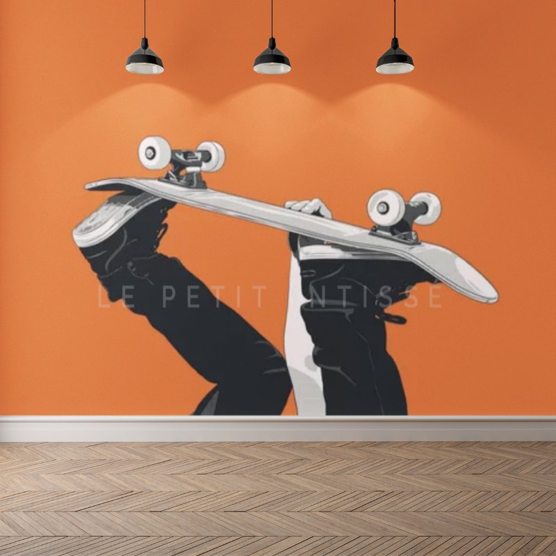 Papier Peint Ado Classique <br/> Orange Skate