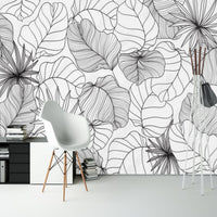 Thumbnail for Papier Peint Tropical <br/> Jungle Blanc et Noir