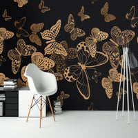 Thumbnail for Papier Peint Ado Classique <br/> Papillon Noir et Doré