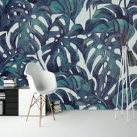 Thumbnail for Papier Peint Tropical <br/> Végétal Bleu et Vert
