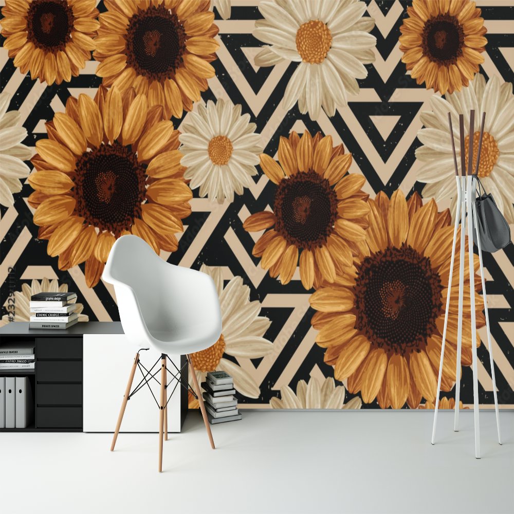 Papier Peint Ado Classique <br/> Tournesol Retro