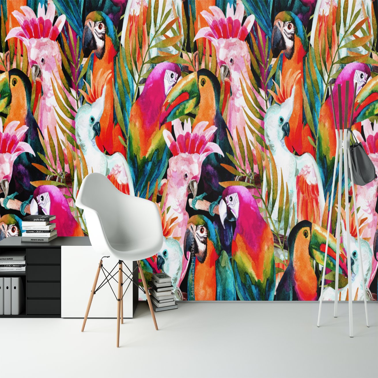 Papier Peint Oiseaux <br/> Motif Tropical Perroquet