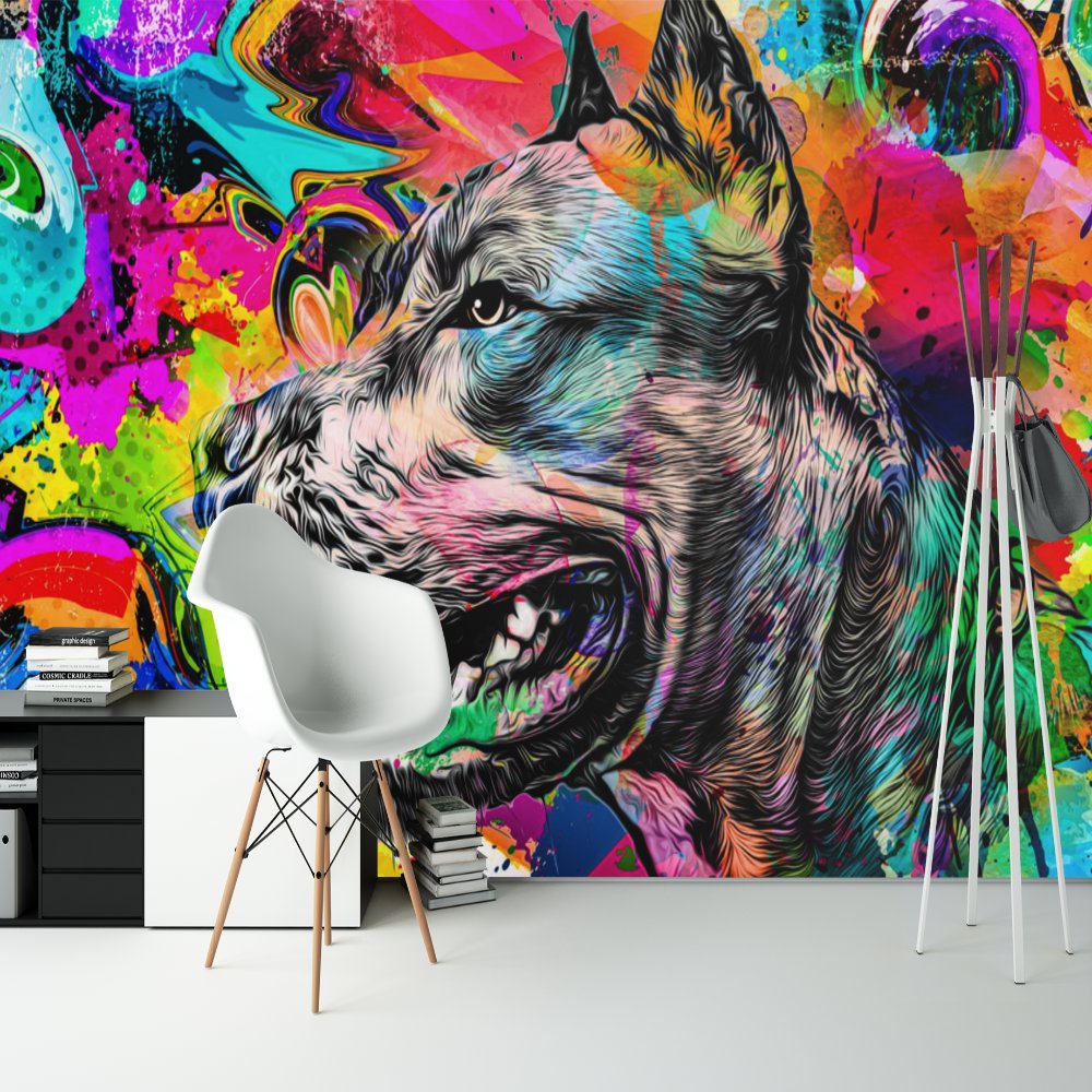 Papier Peint Ado Classique <br/> Chien Féroce Graffiti