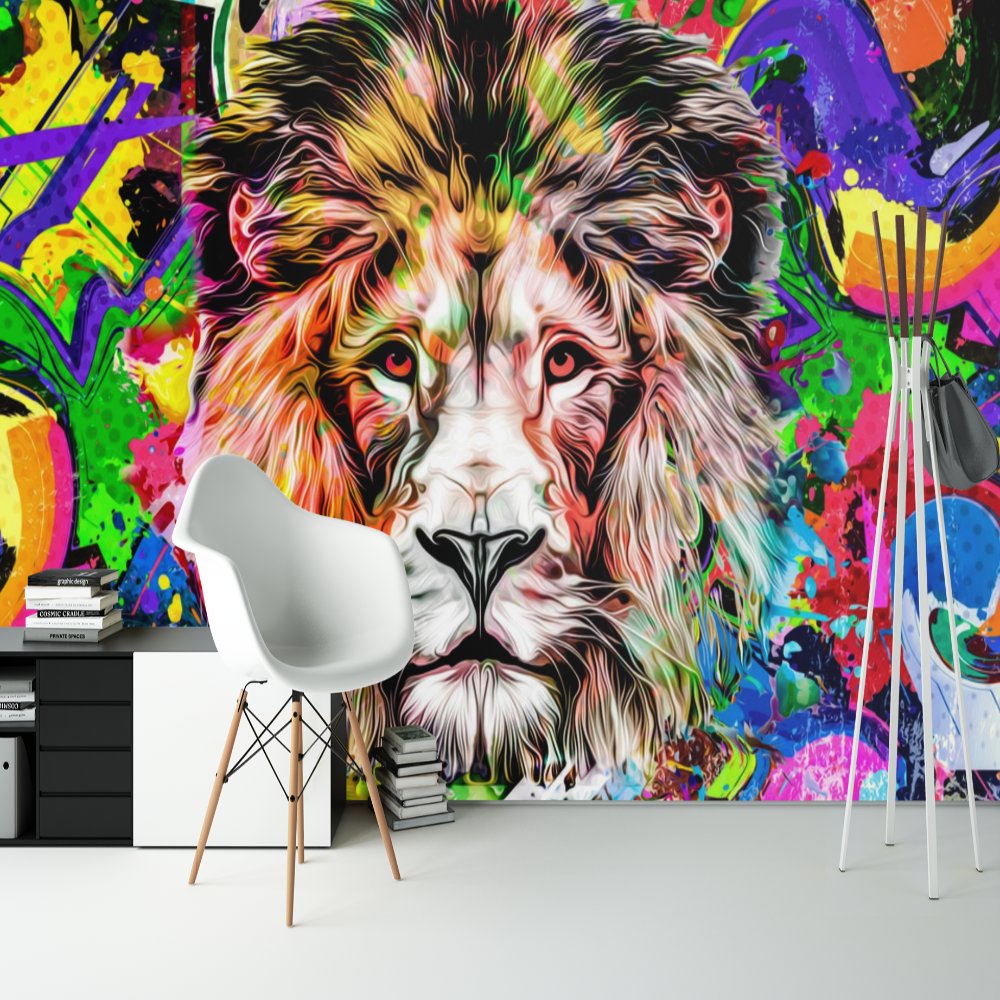 Papier Peint Ado Classique <br/> Lion Mural Graffiti