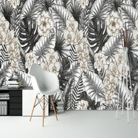 Thumbnail for Papier Peint Tropical <br/> Noir et Blanc Audacieux