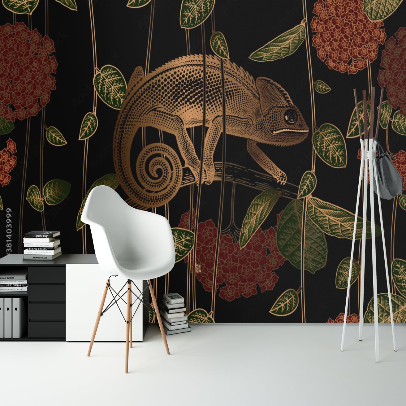 Papier Peint Tropical <br/> Caméléon Prestigieux