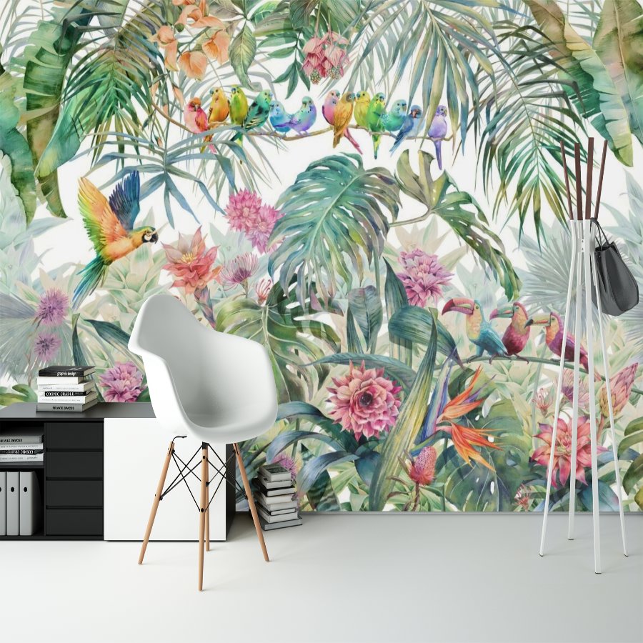 Papier Peint Oiseaux <br/> Perroquet Tropical