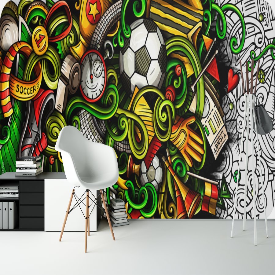 Papier Peint Foot <br/> Panoramique Graffiti Art