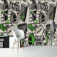 Thumbnail for Papier Peint Graffiti <br/> Free Style Noir