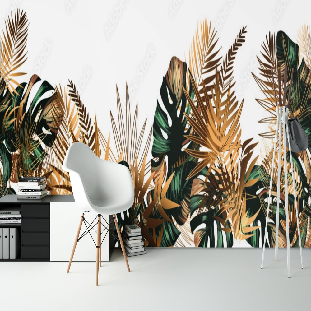 Papier Peint Tropical <br/> Vert D'or