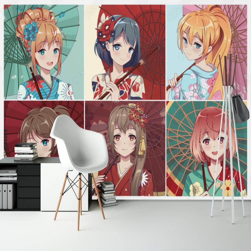 Papier Peint Japonais Manga <br/> Style Ombrelle et Kimono