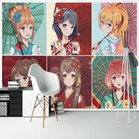 Thumbnail for Papier Peint Japonais Manga <br/> Style Ombrelle et Kimono