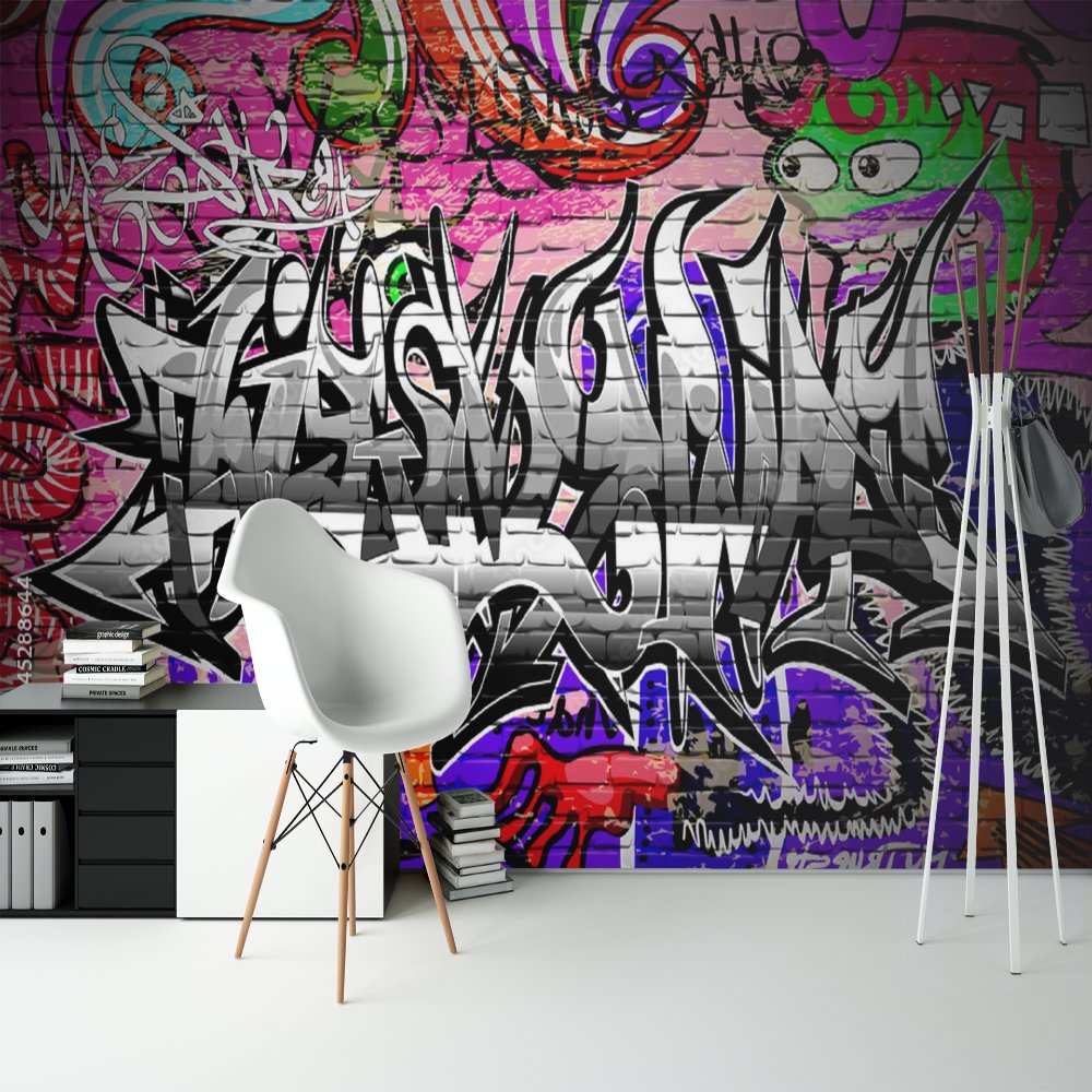 Papier Peint Graffiti <br/> Tag Gris Electrique