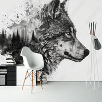Thumbnail for Papier Peint Noir et Blanc <br/> Loup Noir Sauvage