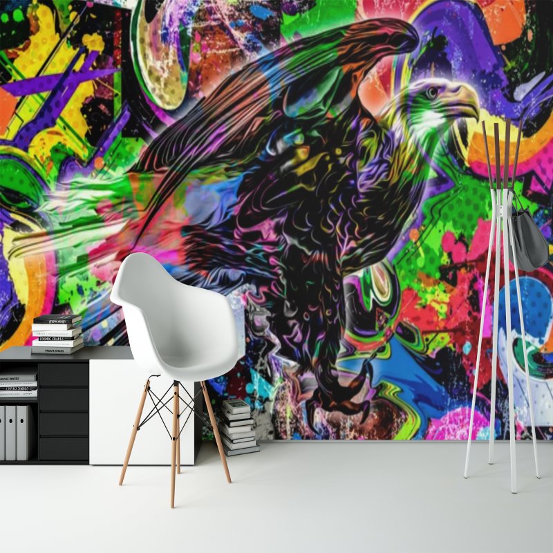 Papier Peint Graffiti <br/> Aigle Coloré