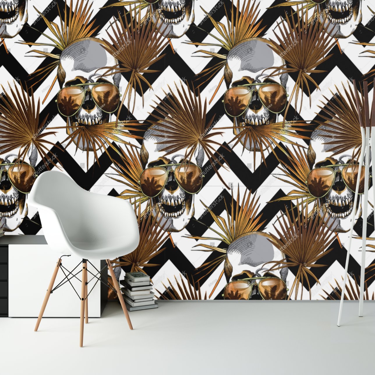 Papier Peint Tête de Mort <br/> Tropical Skull