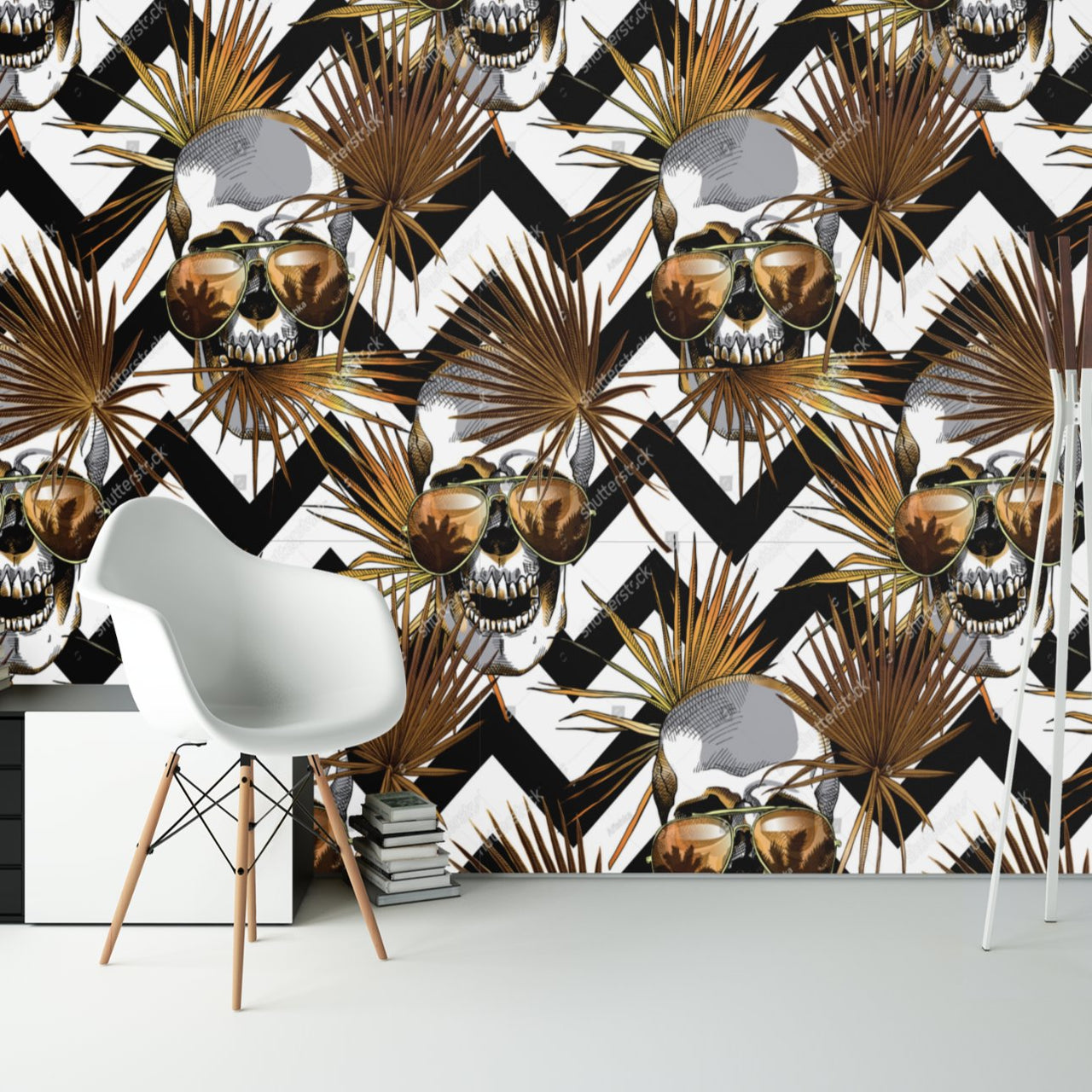 Papier Peint Tête de Mort <br/> Tropical Skull