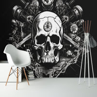 Thumbnail for Papier Peint Tête de Mort <br/> Motif Noir et Blanc