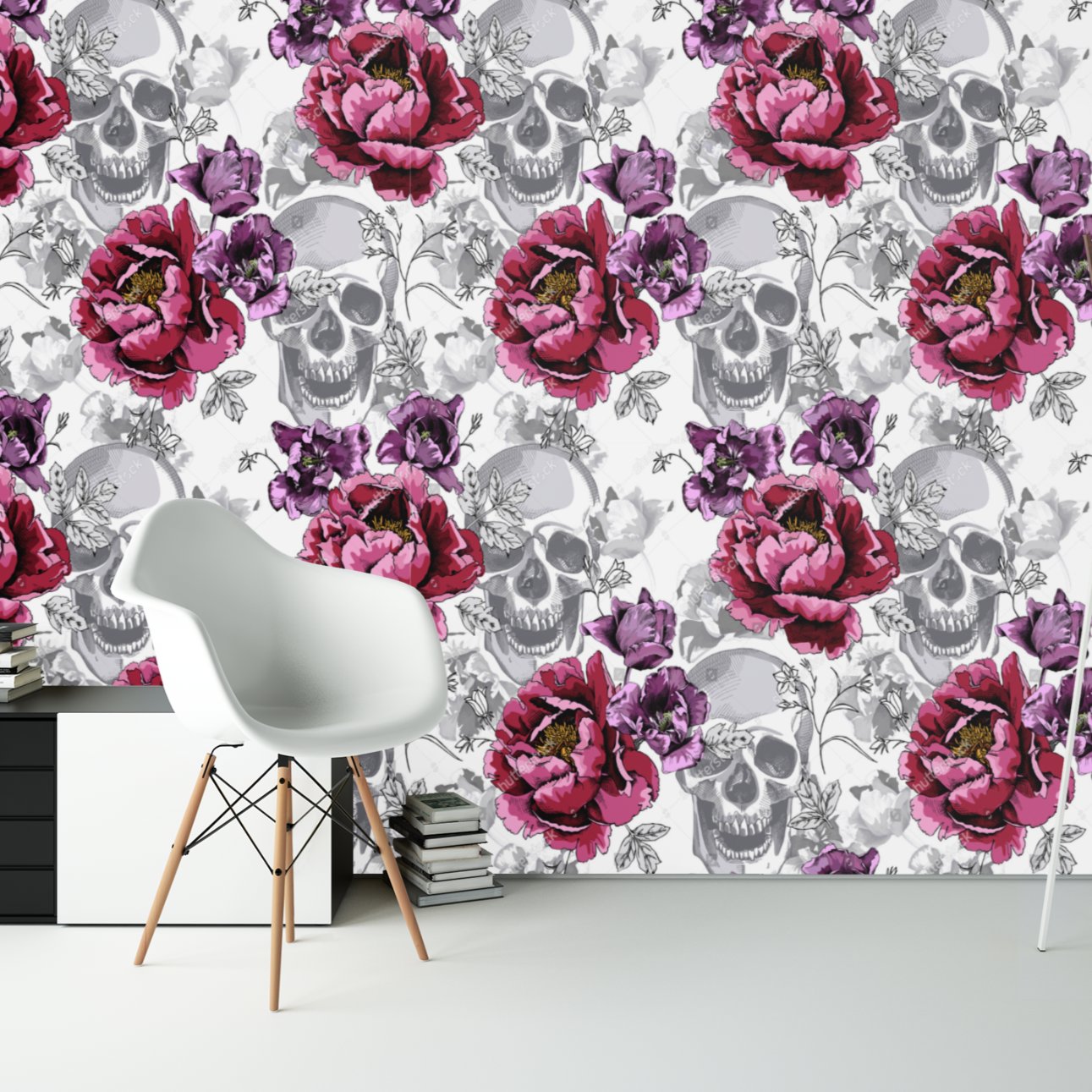 Papier Peint Tête de Mort <br/> Brindille