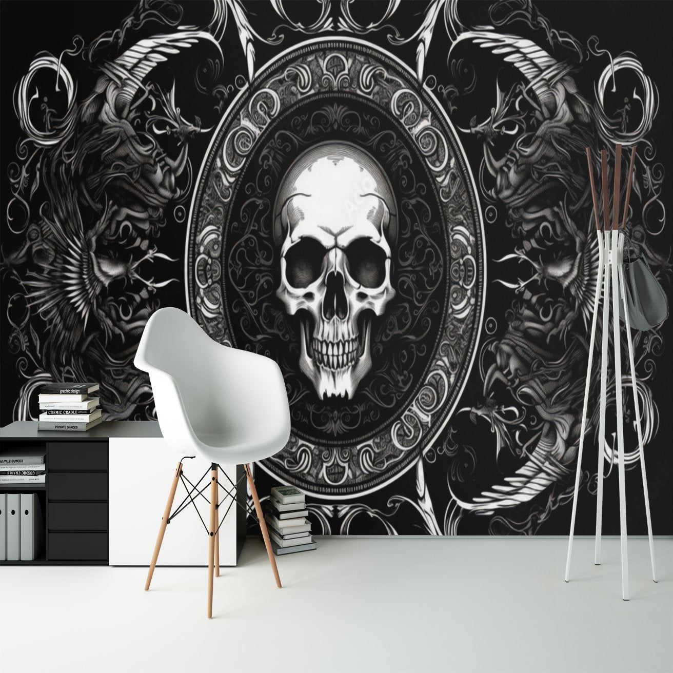 Papier Peint Tête de Mort <br/> Skeleton Noir