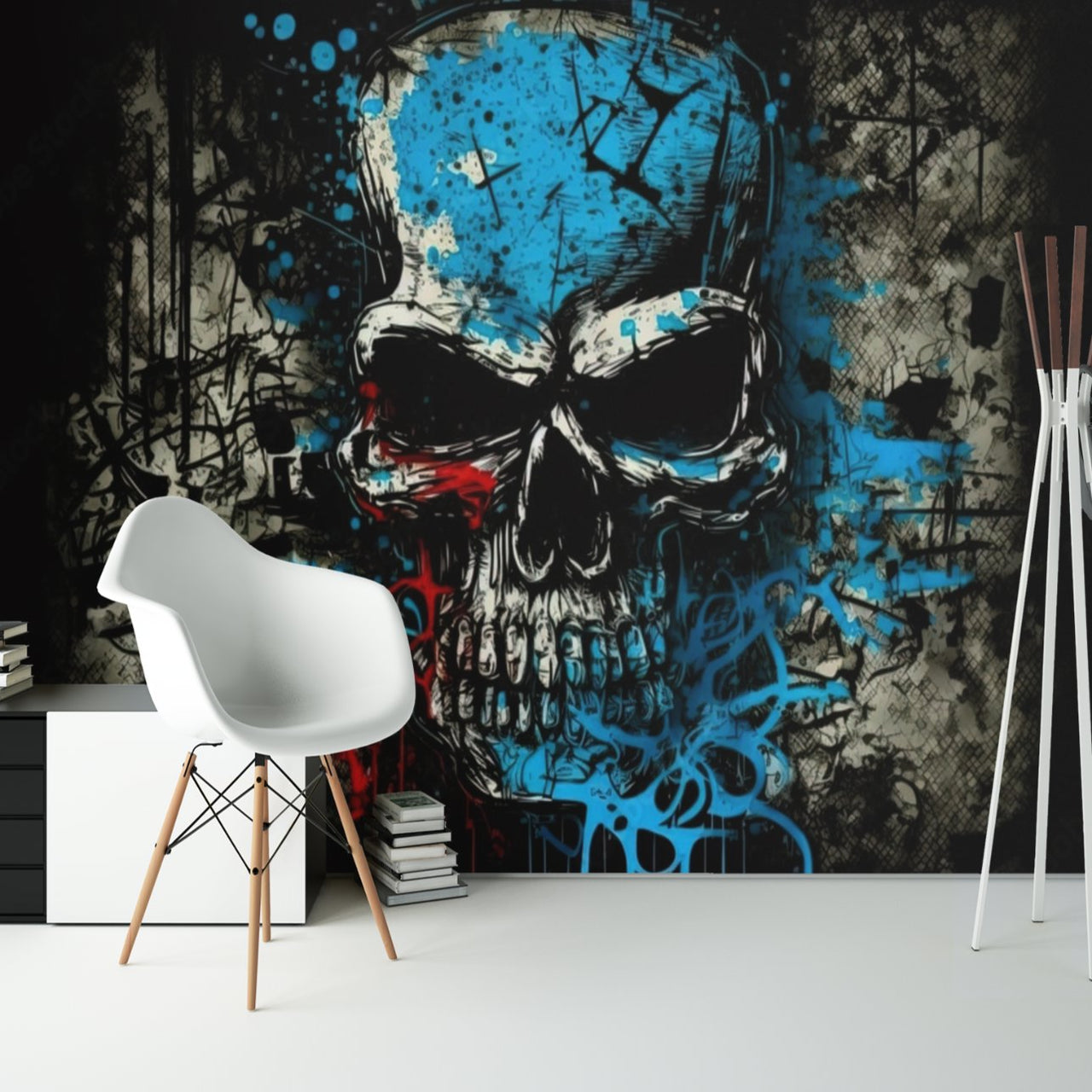 Papier Peint Tête de Mort <br/> Squelette Colorée