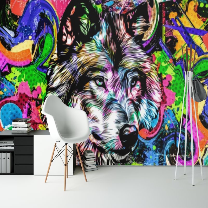 Papier Peint Graffiti <br/> Tag Street Wolf