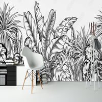Thumbnail for Papier Peint Tropical <br/> Jungle Arbre Noir et Blanc