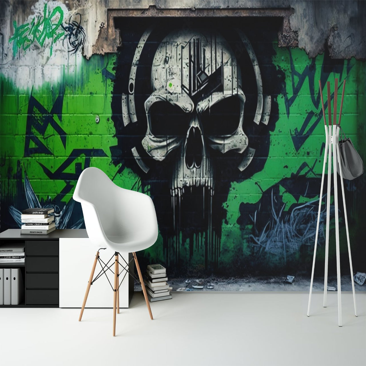 Papier Peint Tête de Mort <br/> Graffiti Peinture