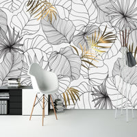 Thumbnail for Papier Peint Tropical <br/> Jungle Or et Noir