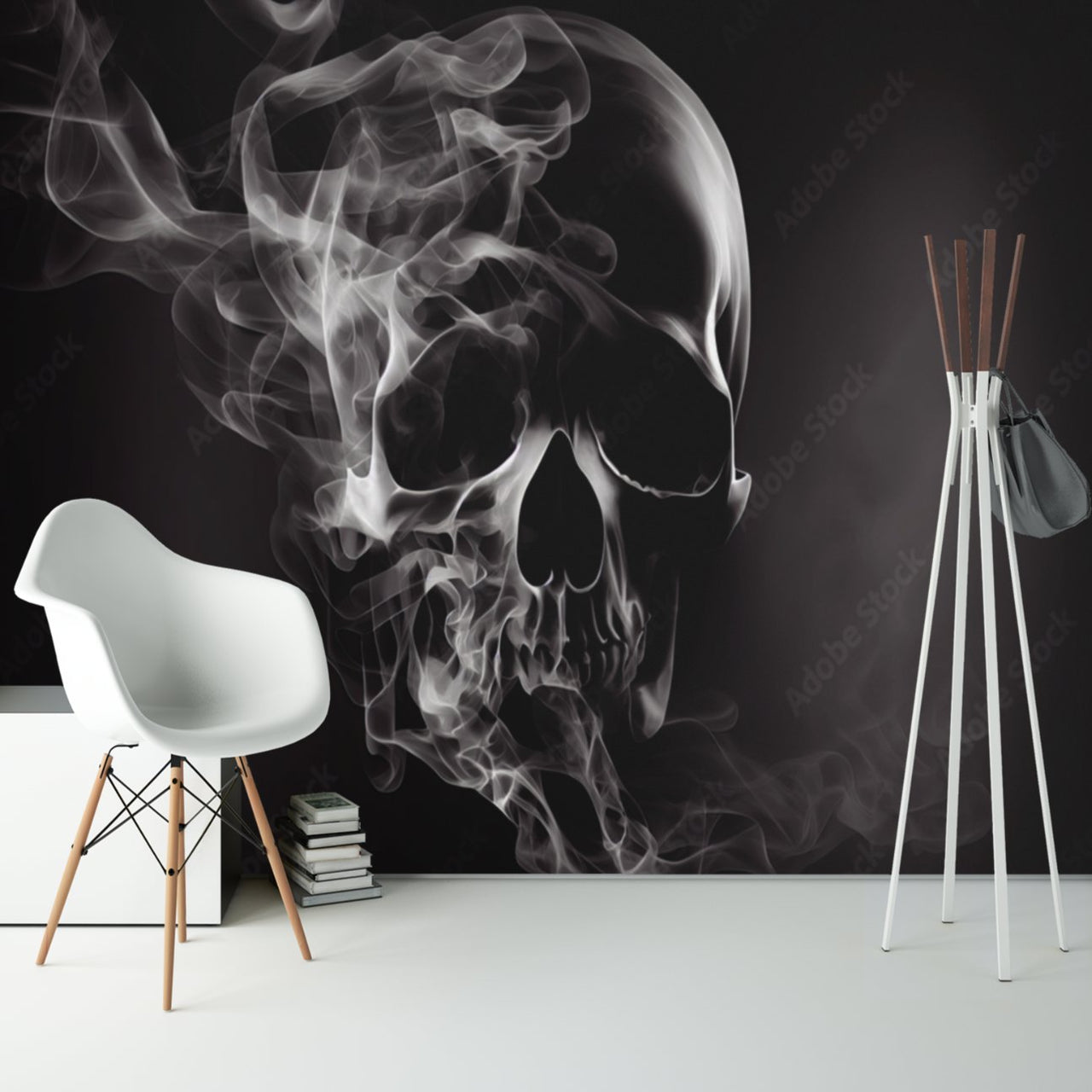 Papier Peint Tête de Mort <br/>  Crâne Fumant