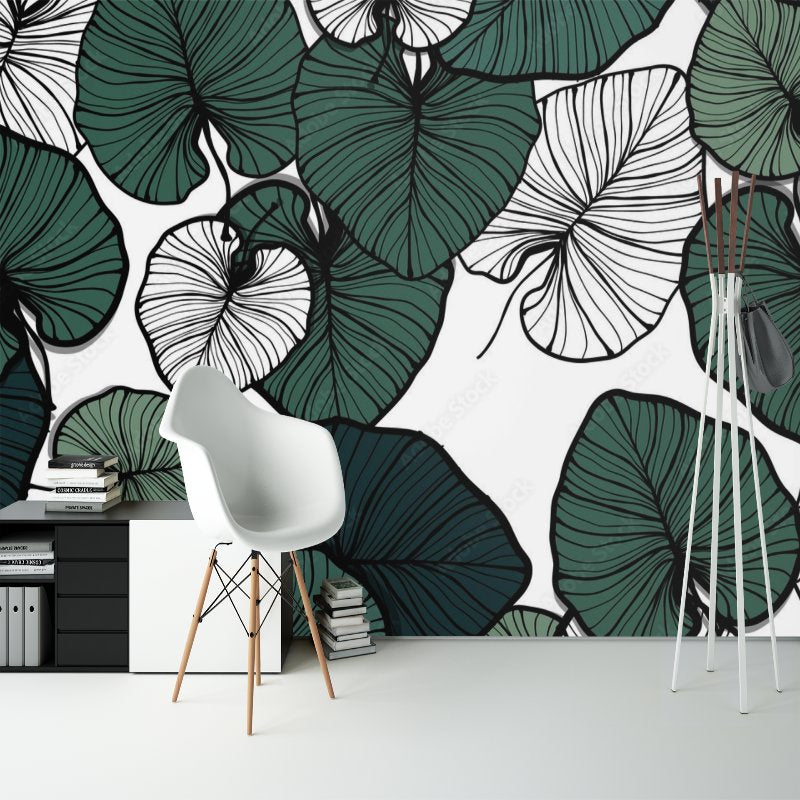 Papier Peint Tropical <br/> Grande Feuille Verte