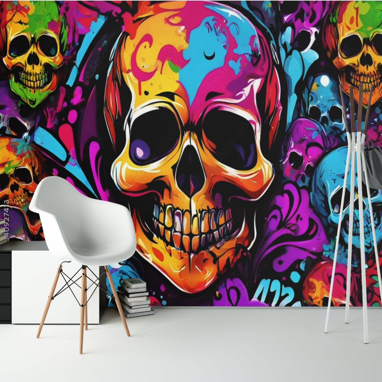 Papier Peint Tête de Mort <br/> Feu d'artifice de couleur