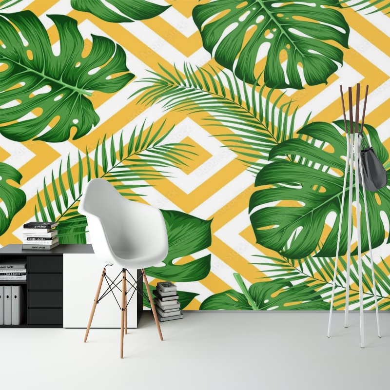 Papier Peint Tropical <br/> Losange Jaune