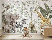 Thumbnail for Papier Peint Animaux <br/> Safari Girafe et Eléphant