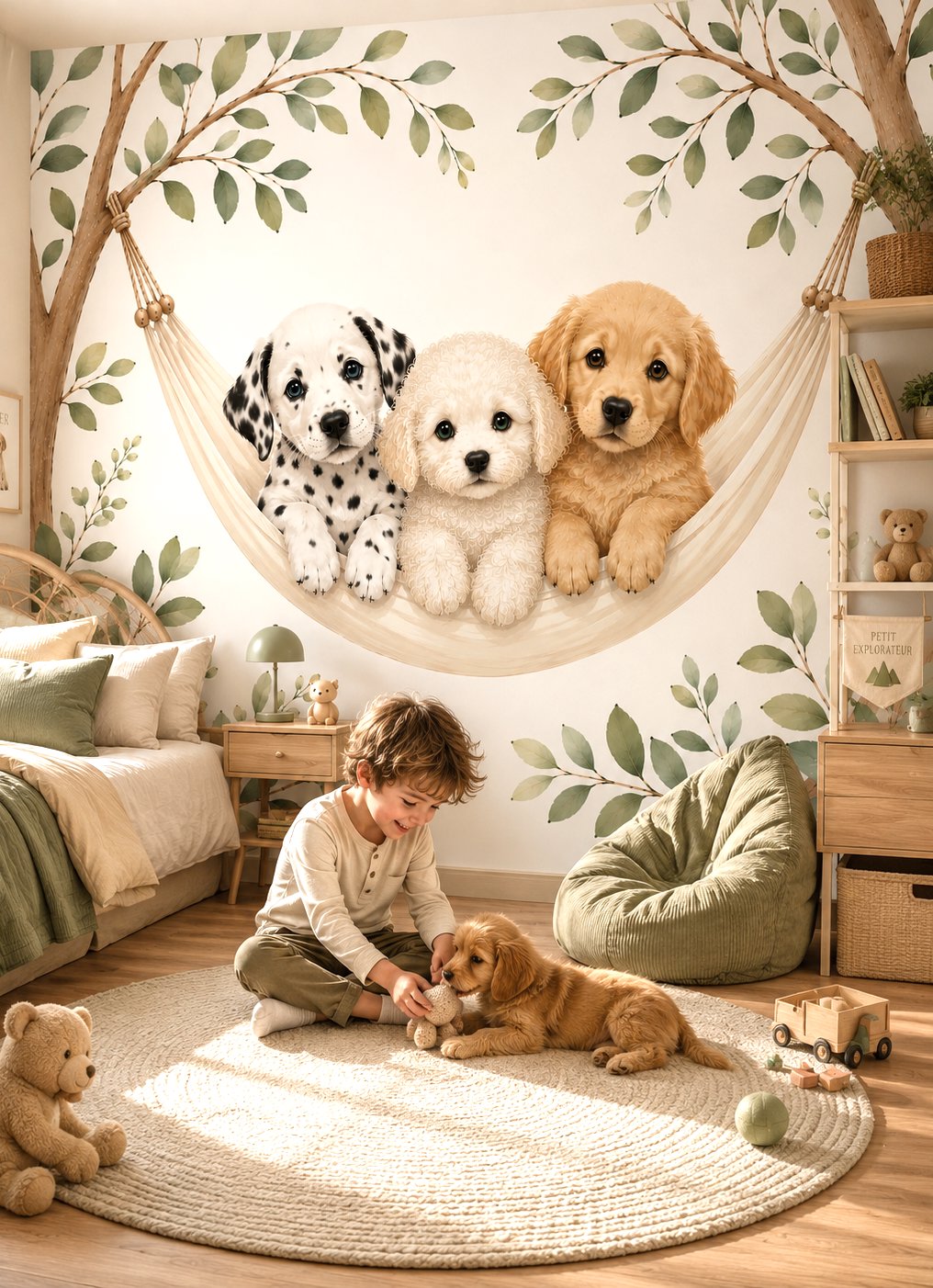 Papier Peint Animaux  <br/> Chiots Adorables Hamac