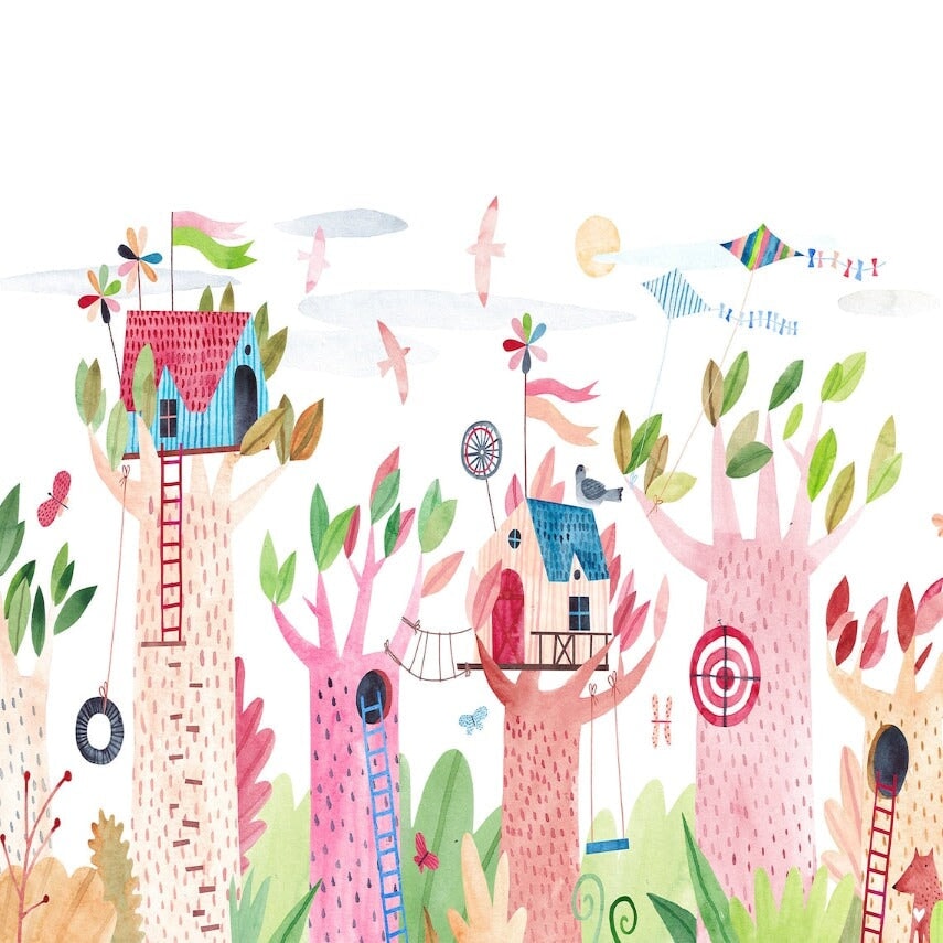 Papier Peint Fille Classique <br/> Cabane dans les Arbres