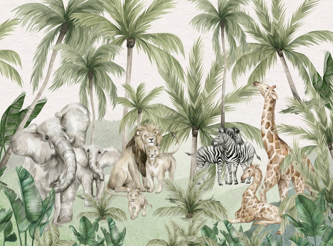 Papier Peint Panoramique Enfant Jungle | Le Petit Intissé